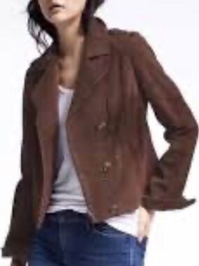 NWT Banana Republic Brown Suede Moto Jacket Women's